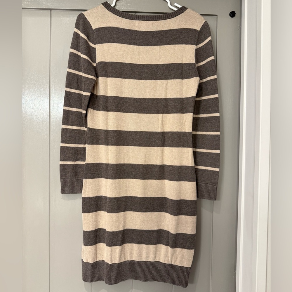 Banana Republic Womens Striped Knit Scoop Neck Long Sleeve Sweater Dress Grey S - Picture 3 of 7